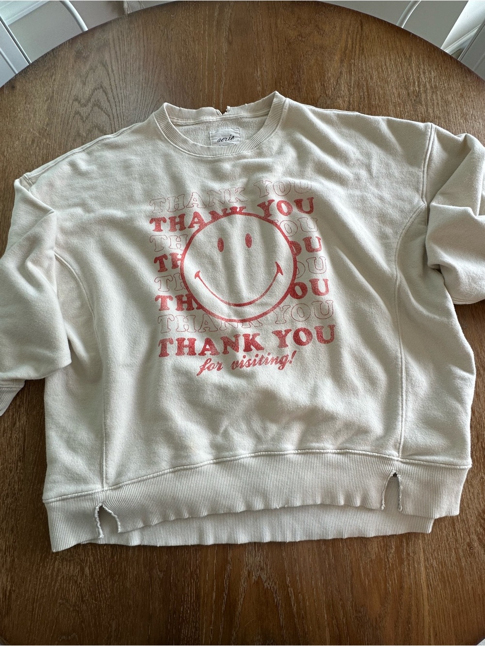 Oversized Aerie Graphic Sweatshirt with 'Thank You' Smile